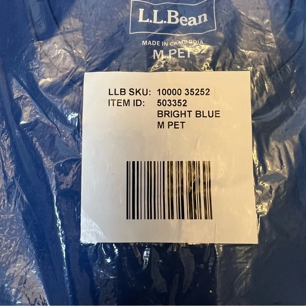 L.L.Bean Women's Medium Petite Bright Blue Long Sleeve Crew Neck Cotton Tee NWT - Picture 3 of 6
